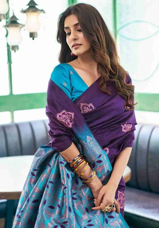 purple lichi silk saree