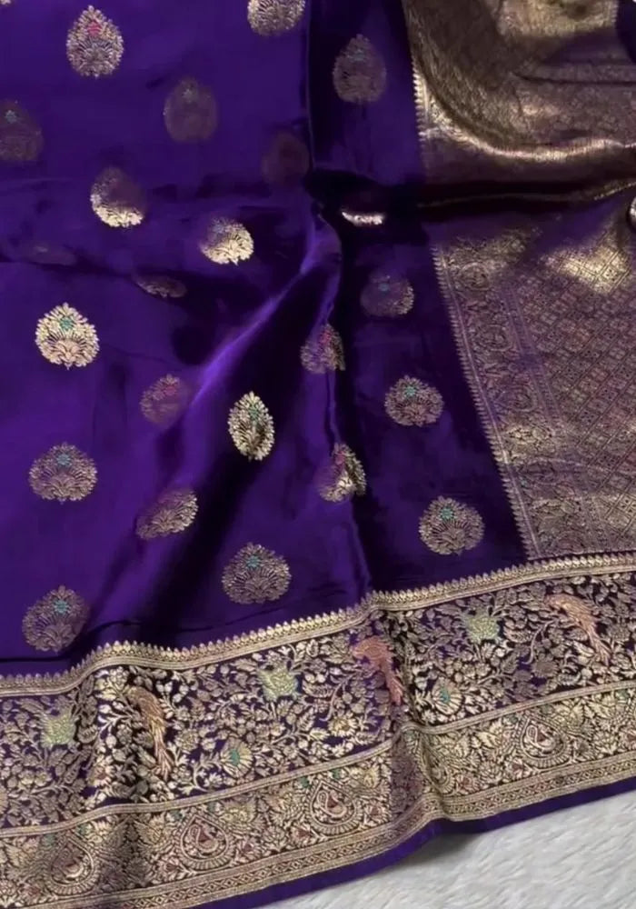 purple pure silk mashru saree