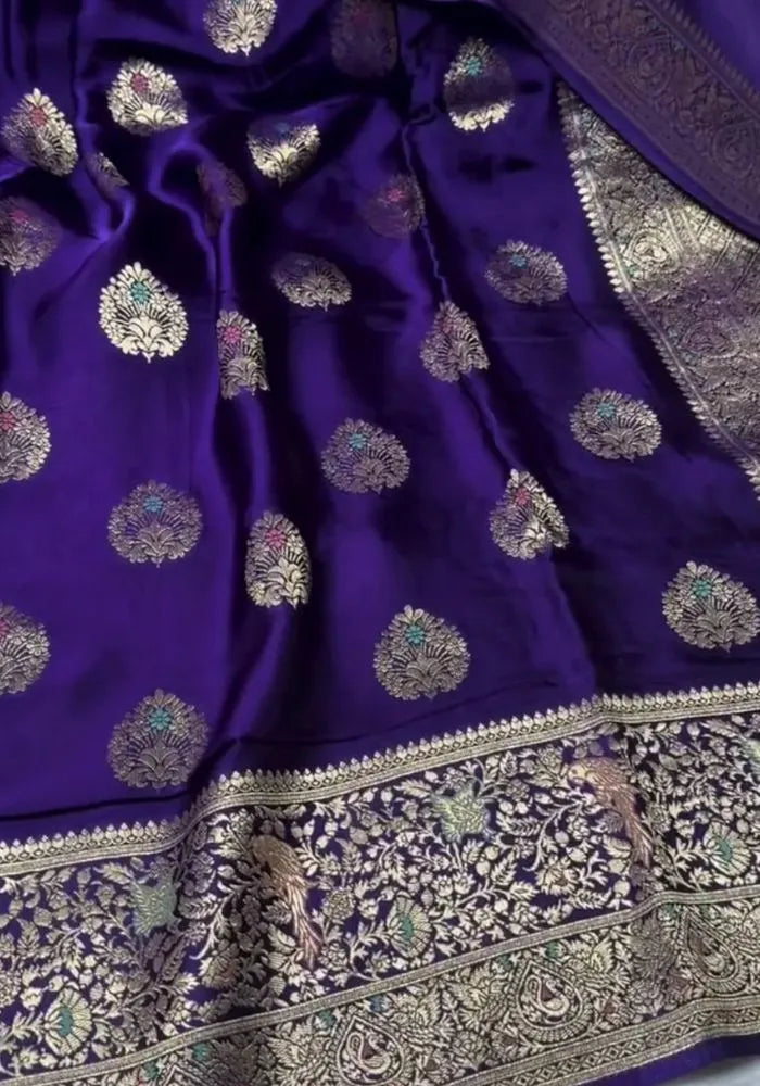 purple silk mashru saree