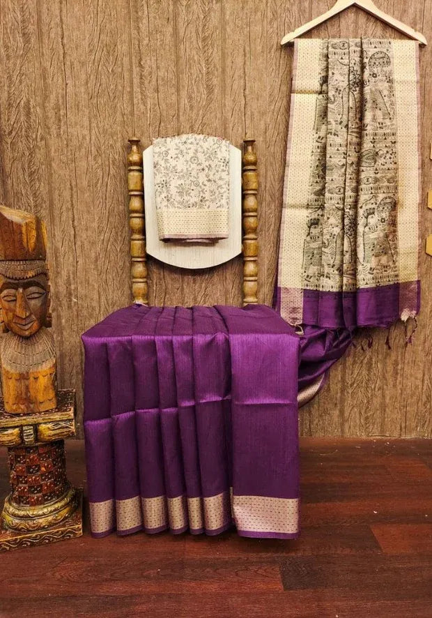 purple silk saree