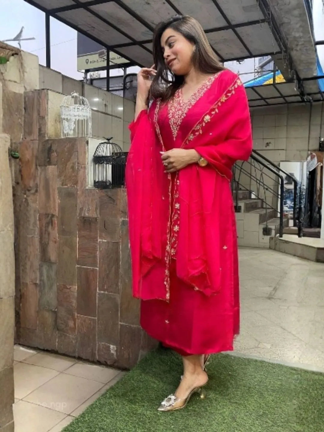 rani embroidered kurta pant set