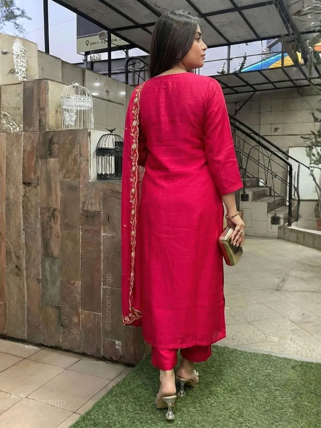 rani pink kurta set