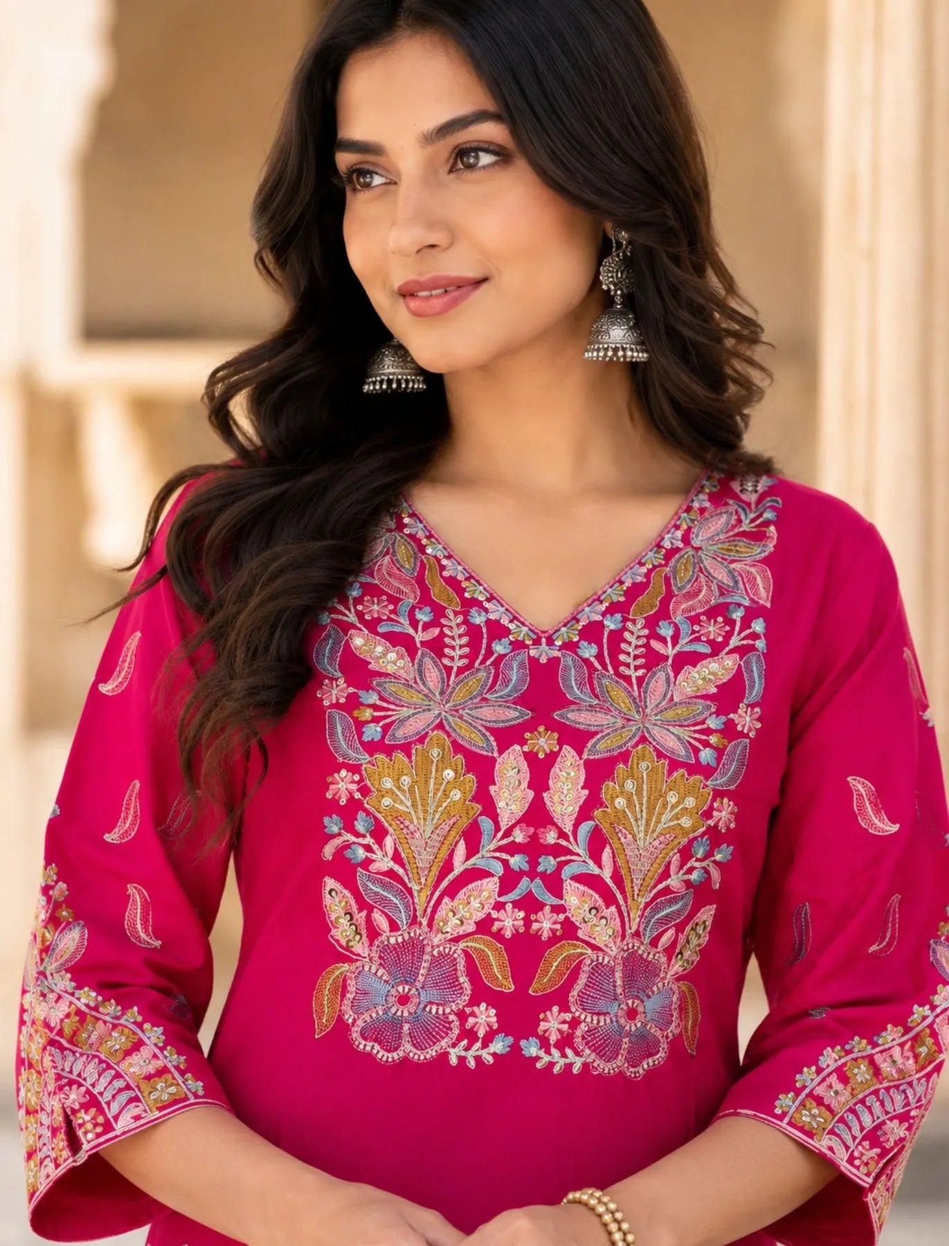 Rayon Pink Kurta Set