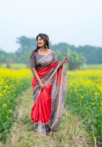 red festival saree