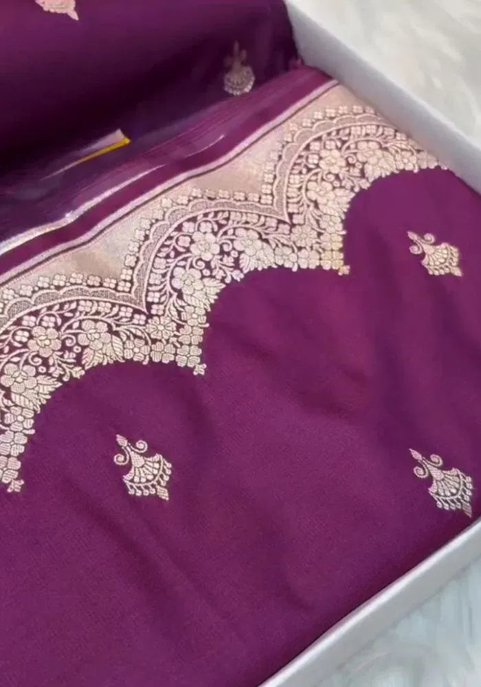 rich purple banarasi silk saree