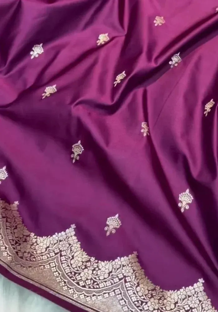 rich purple cotton banarasi silk saree