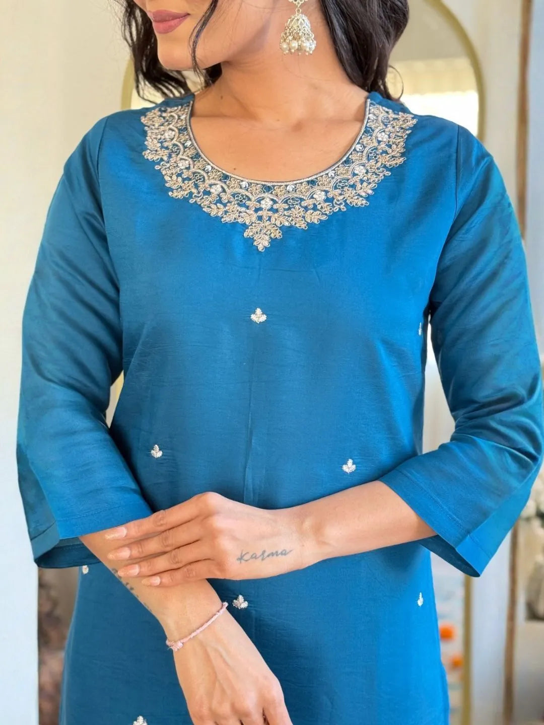 roman silk kurta set sale