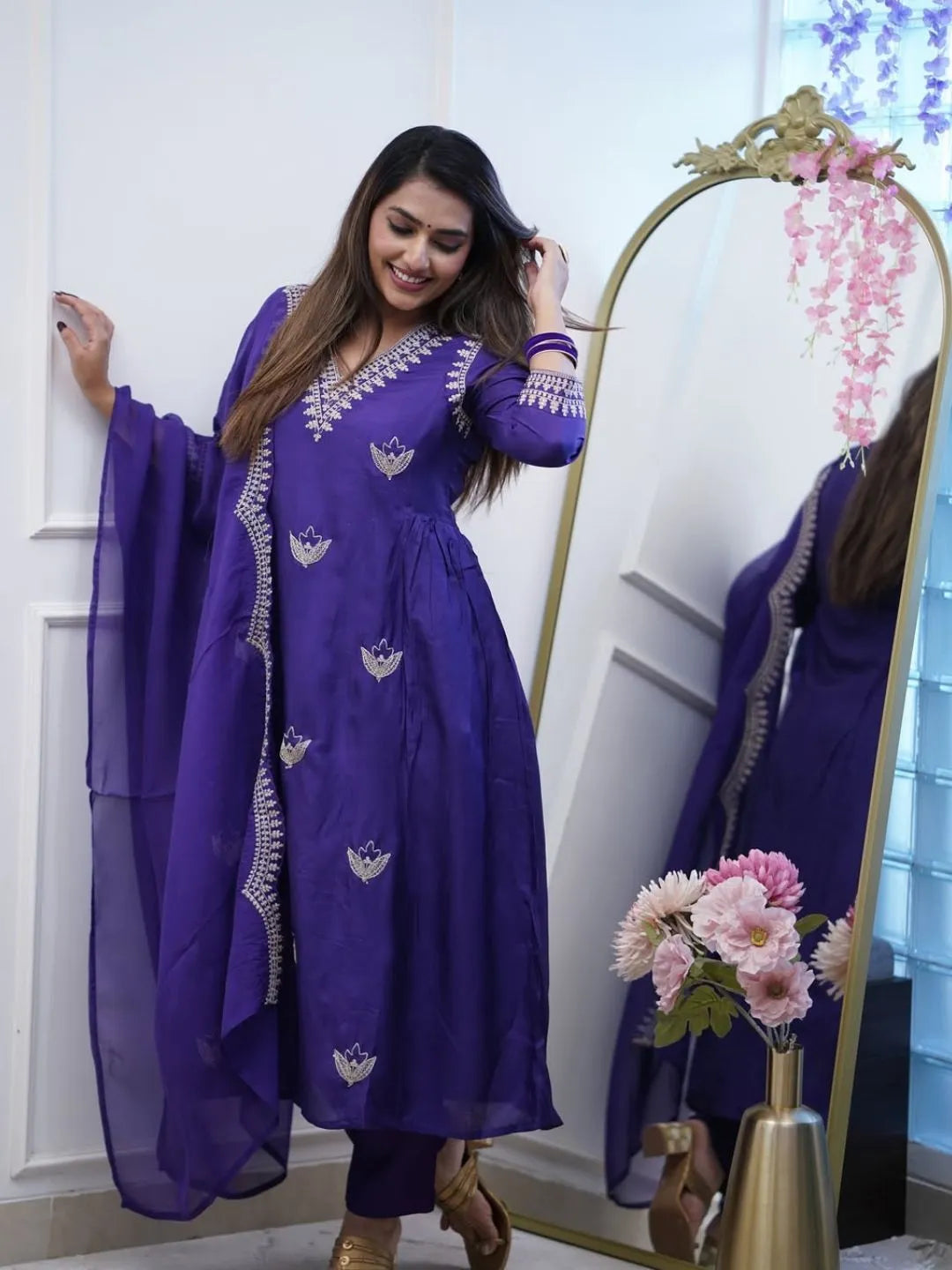 royal purple chanderi kurta set