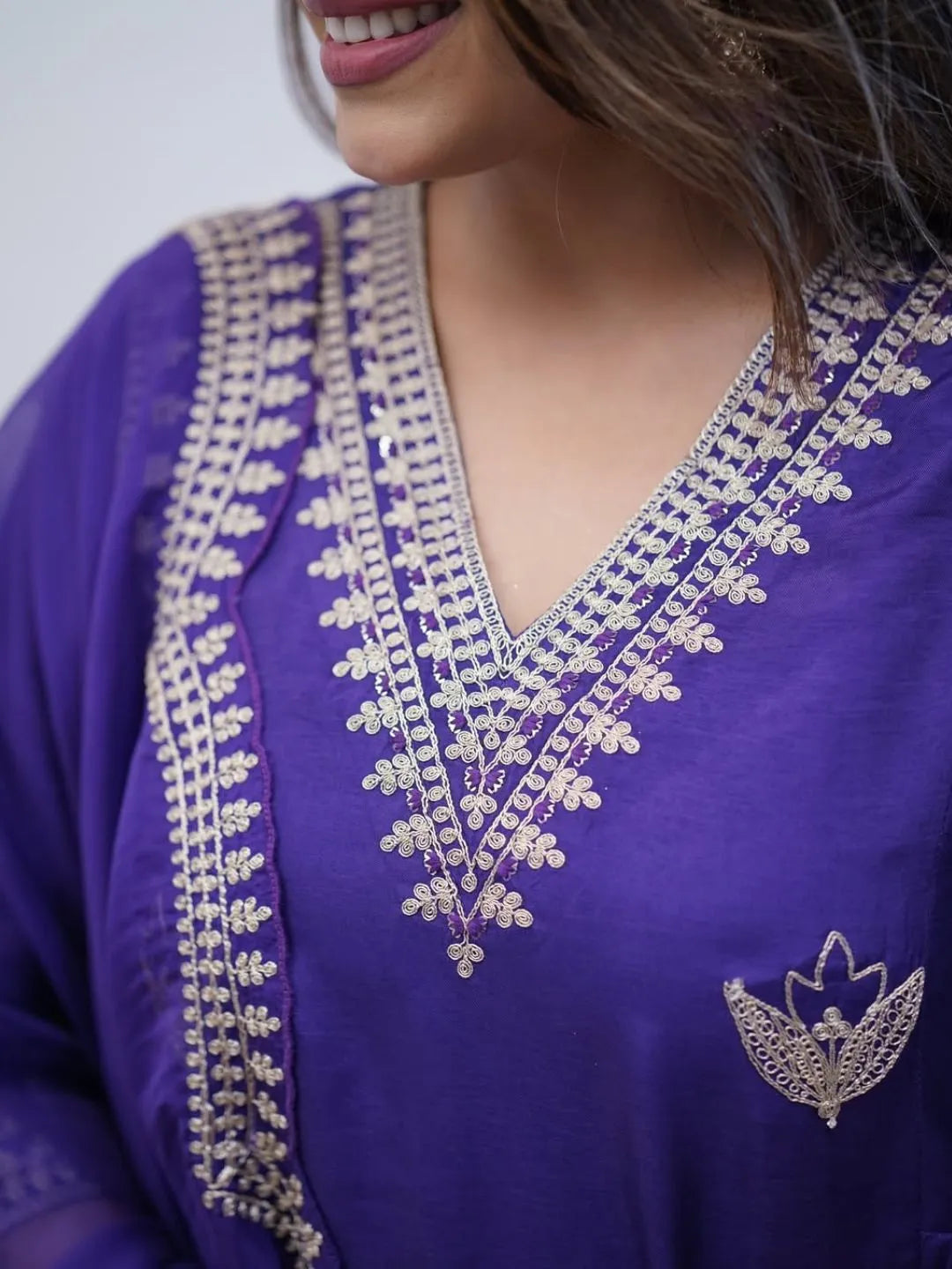 royal purple festive kurta set