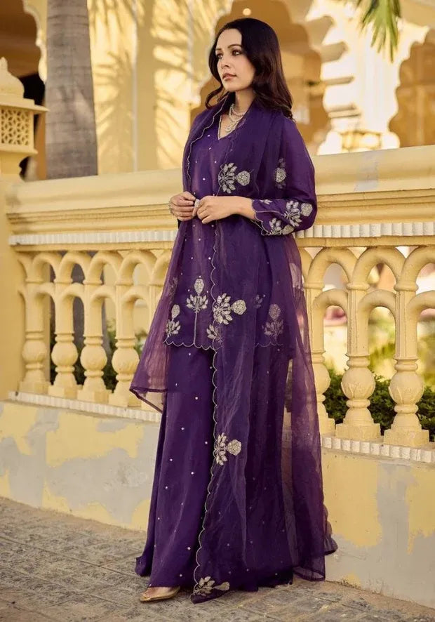 royal purple silk kurta set