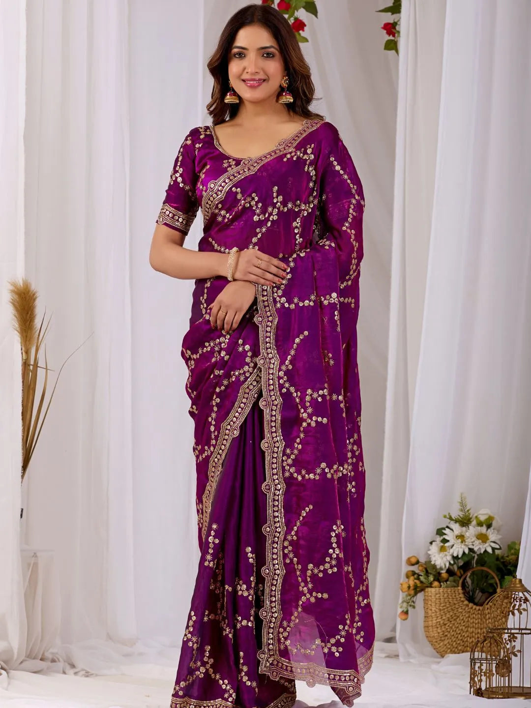 royal purple wear silk saree