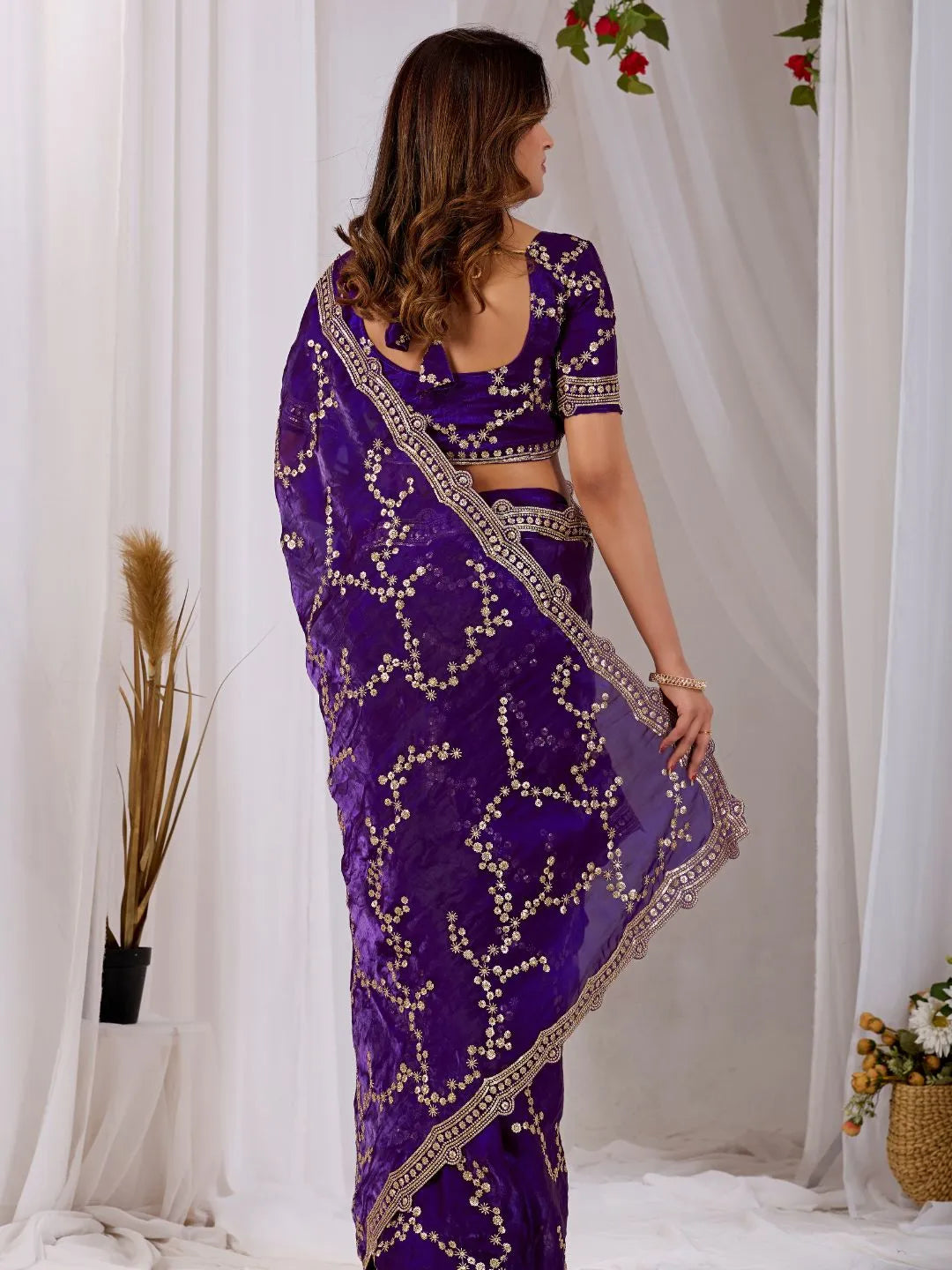 royal purple wedding saree