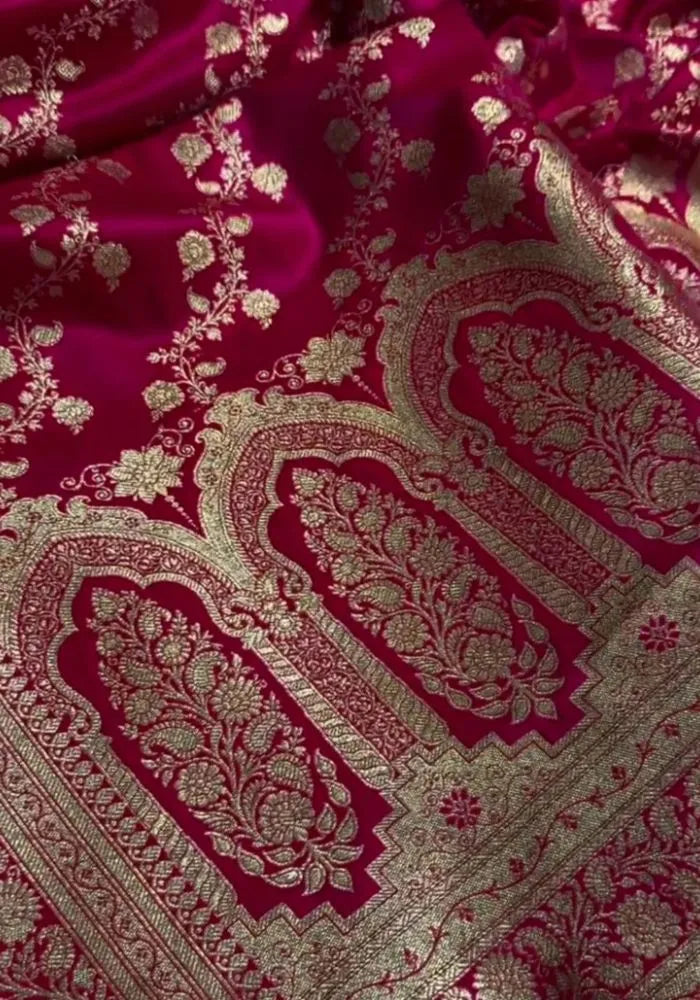 satin pink saree