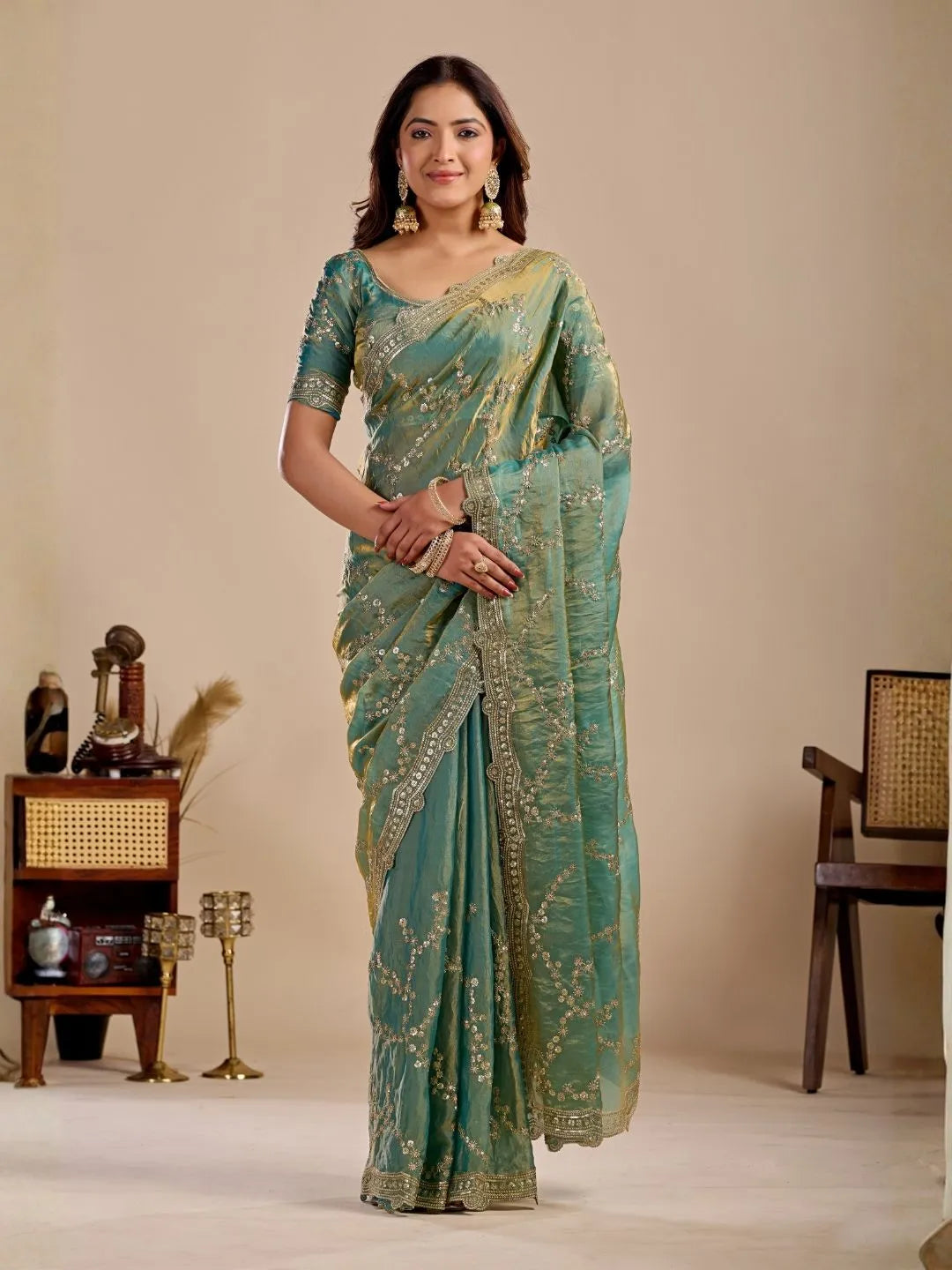 sea green saree