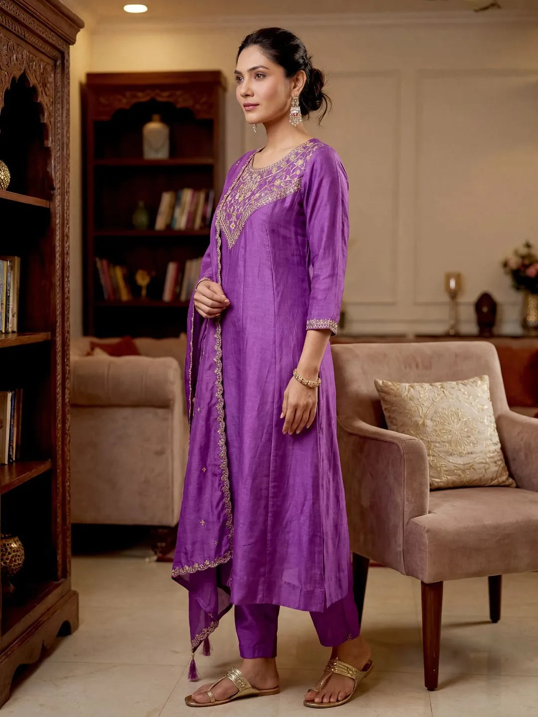silk anarkali suit set