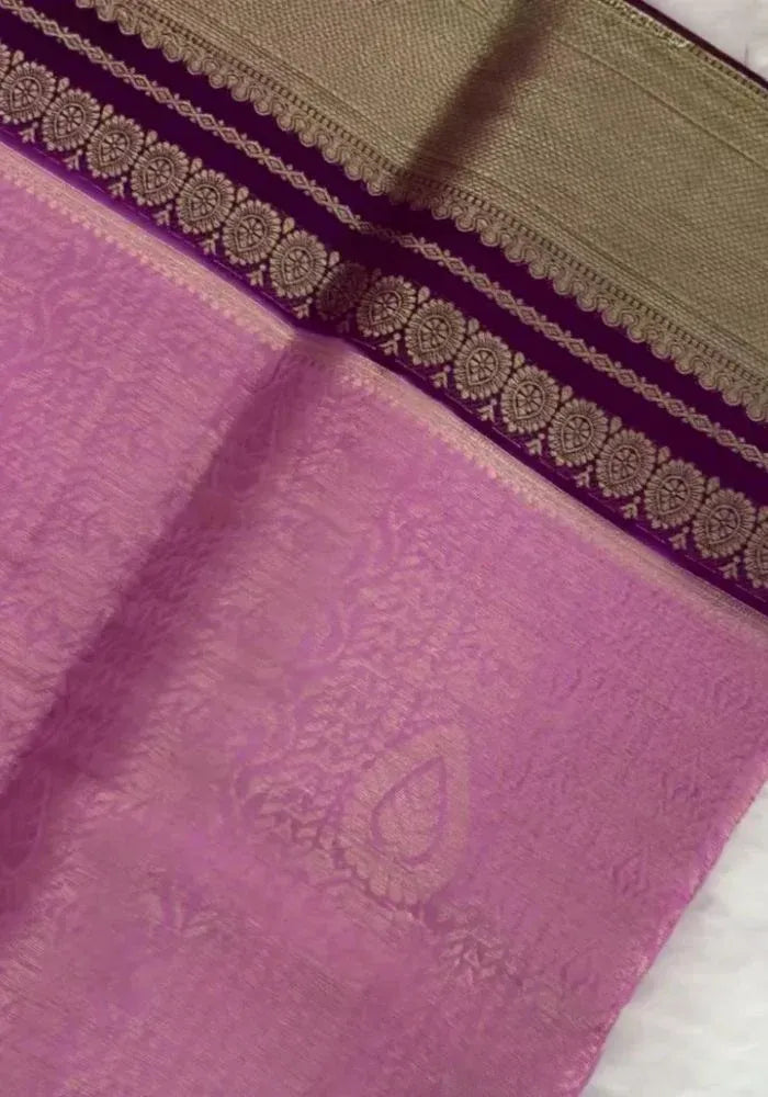 silk banarasi pink saree