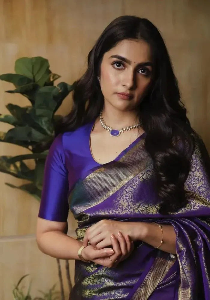 silk festive saree royal purple