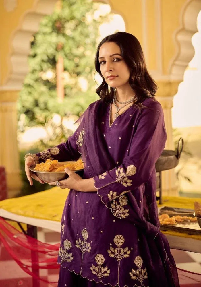 silk kurta olive royal purple