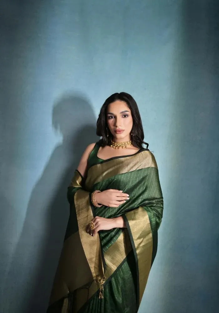 silk saree green