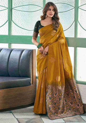silk saree yellow lichi