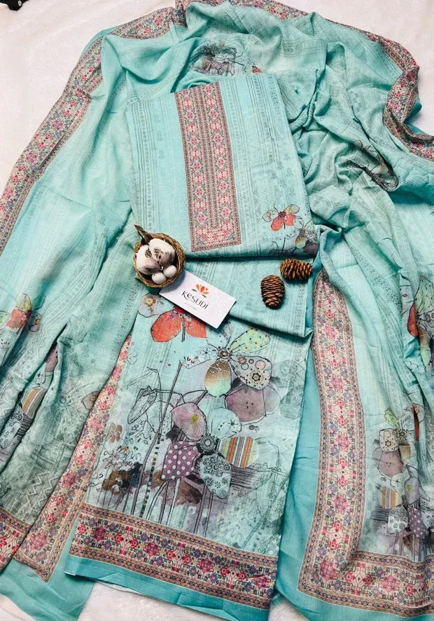 sky blue dress material