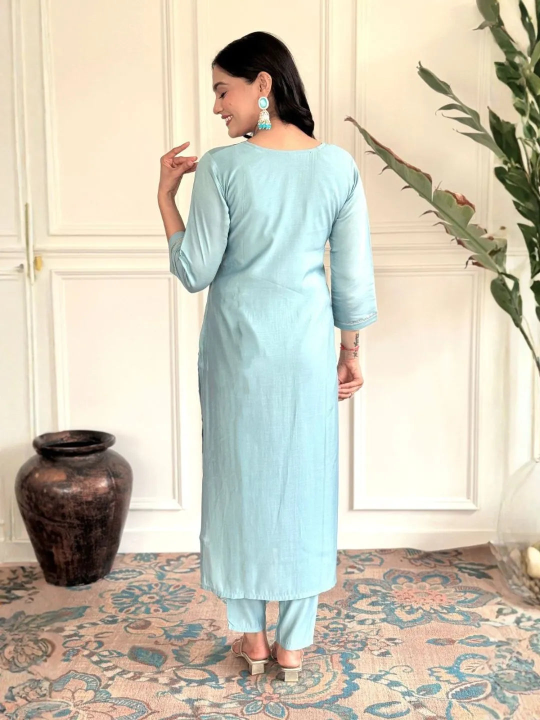 sky blue kurta pant set