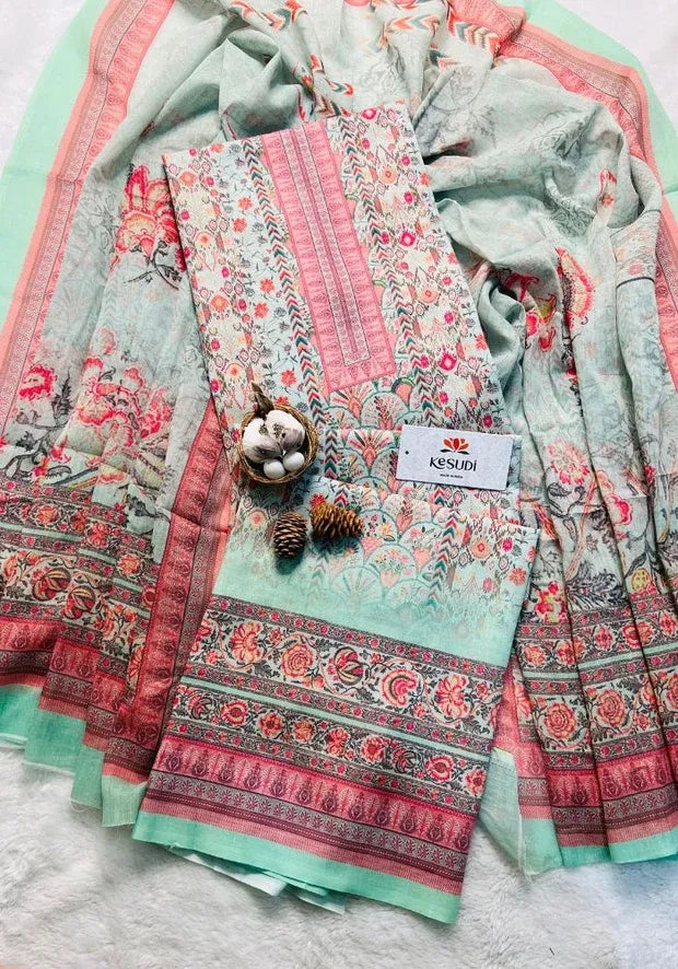 sky cotton dress material