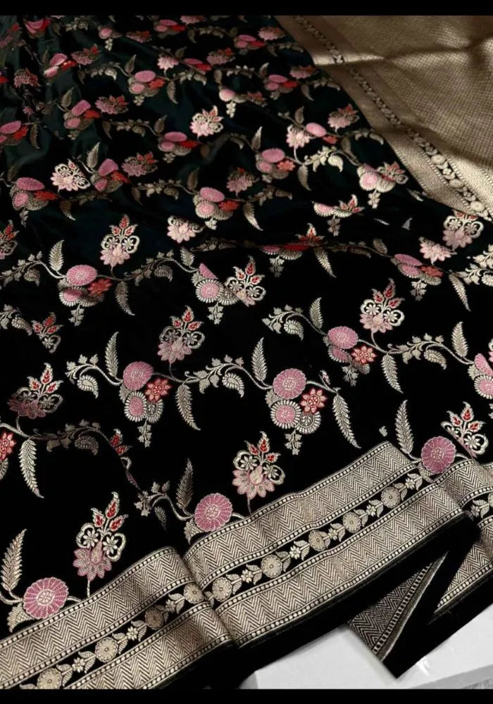 stylish black banarasi saree