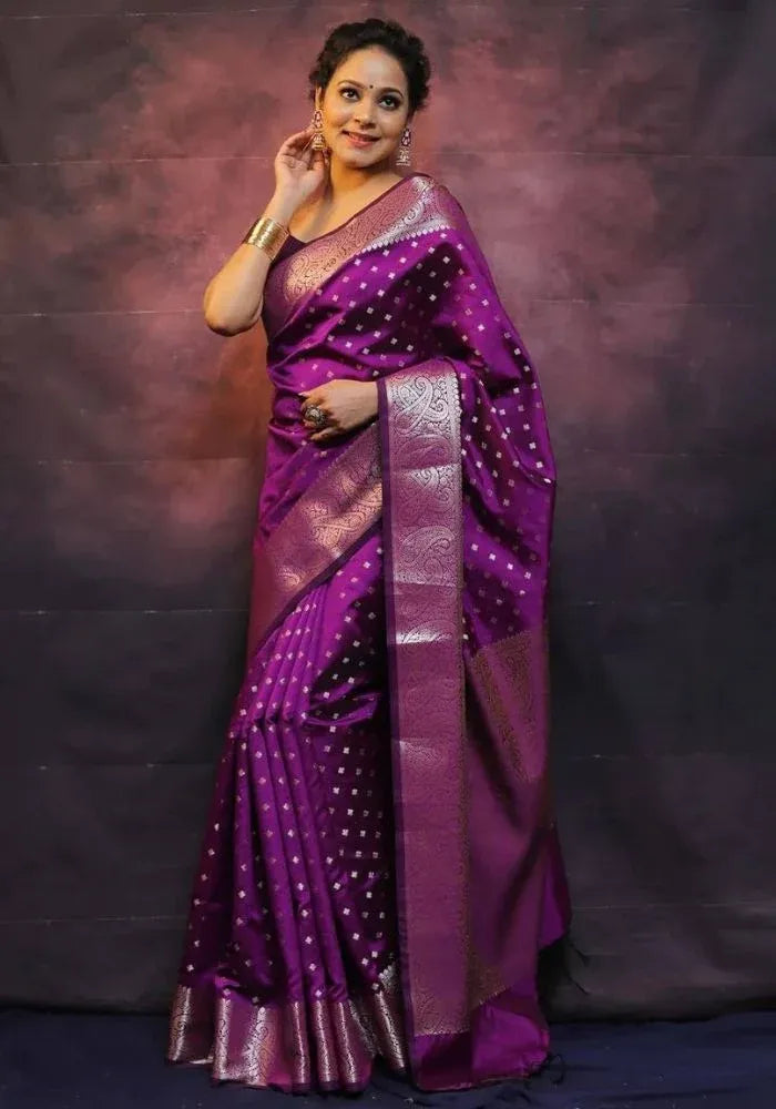 stylish lichi purple silk saree