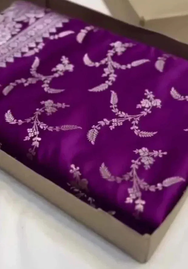 stylish purple banarasi saree