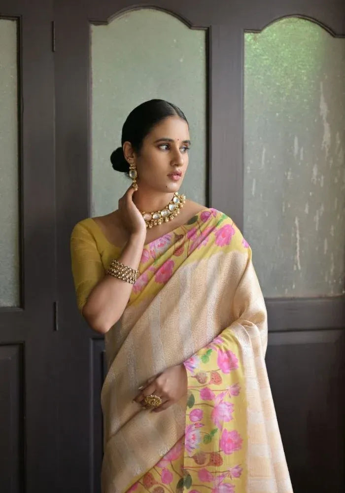 yellow silk saree