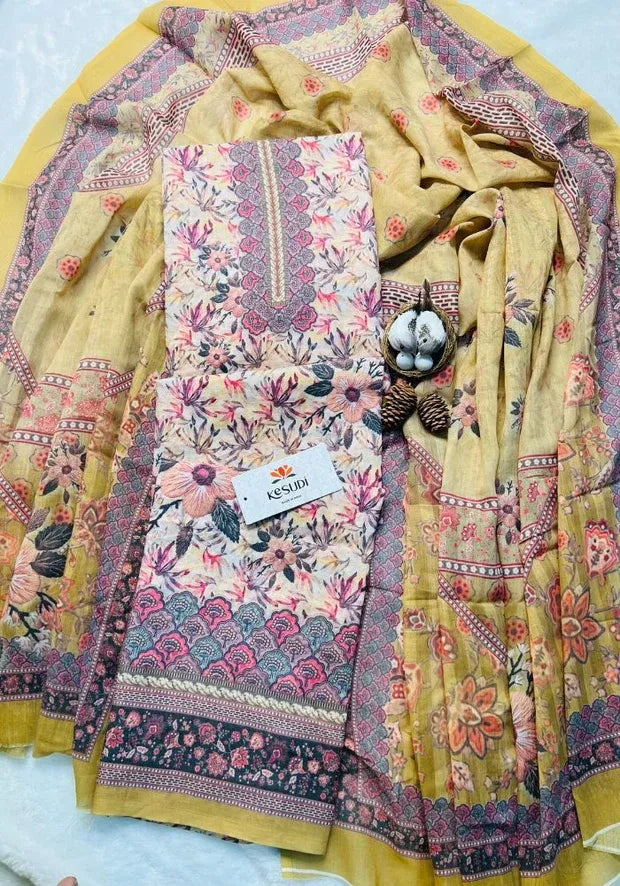 cotton unstitched dress material
