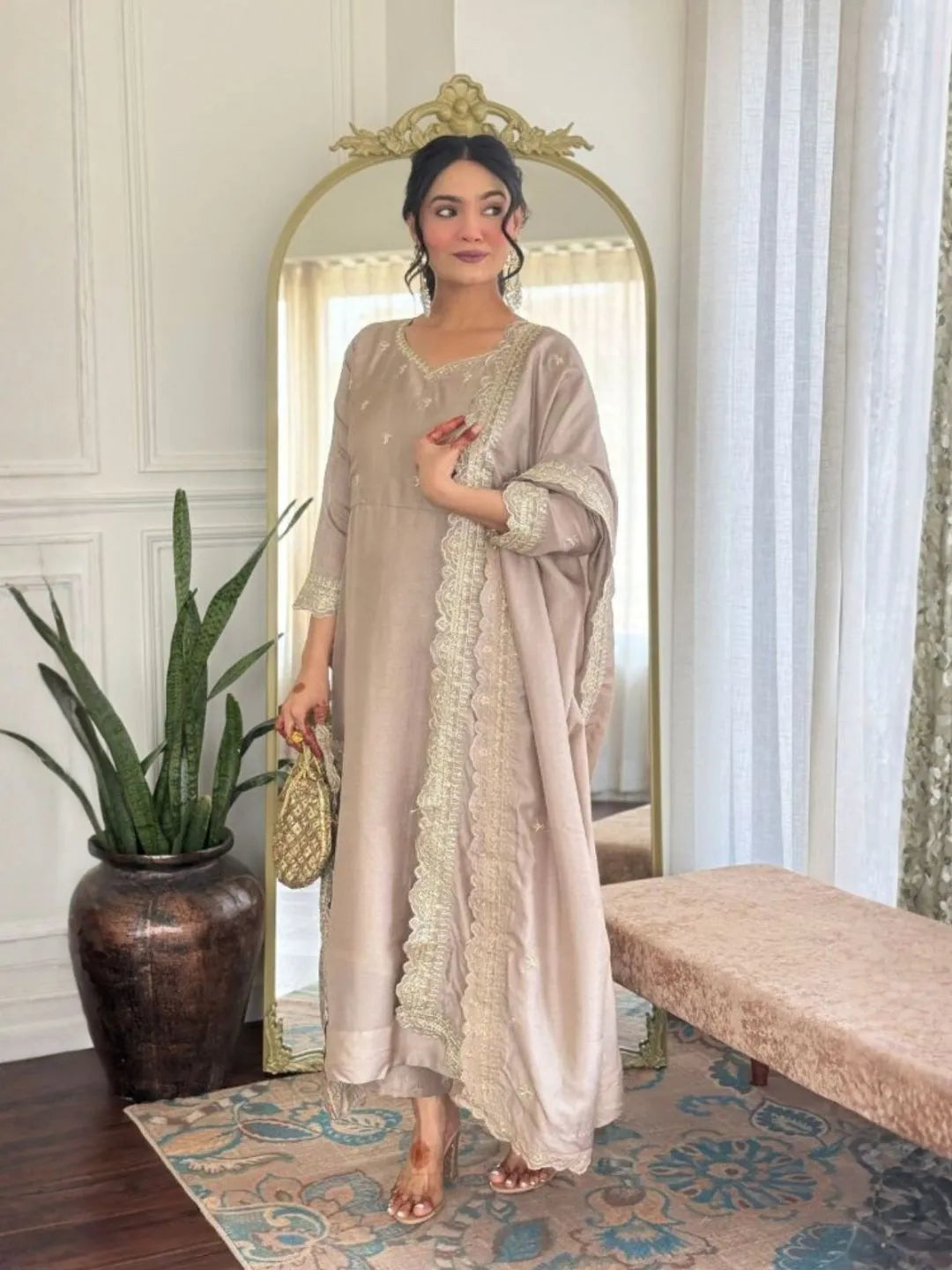 wear embroidered anarkali suit