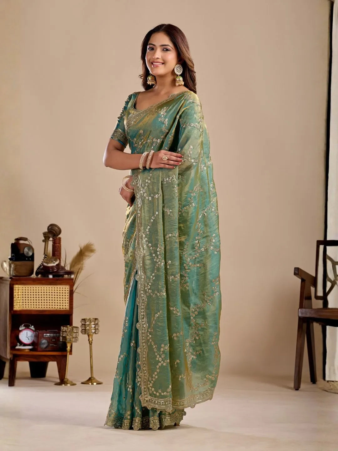 sea green saree
