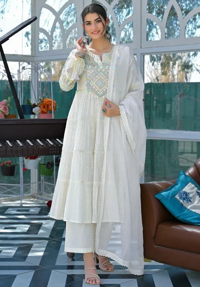 white cotton kurta set