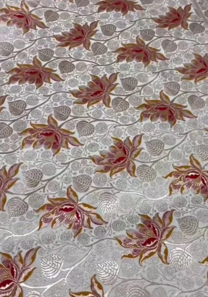 white satin banarasi sari