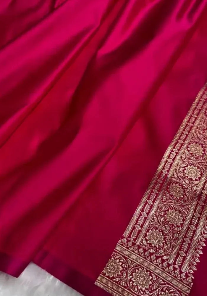 wine banarasi silk sari