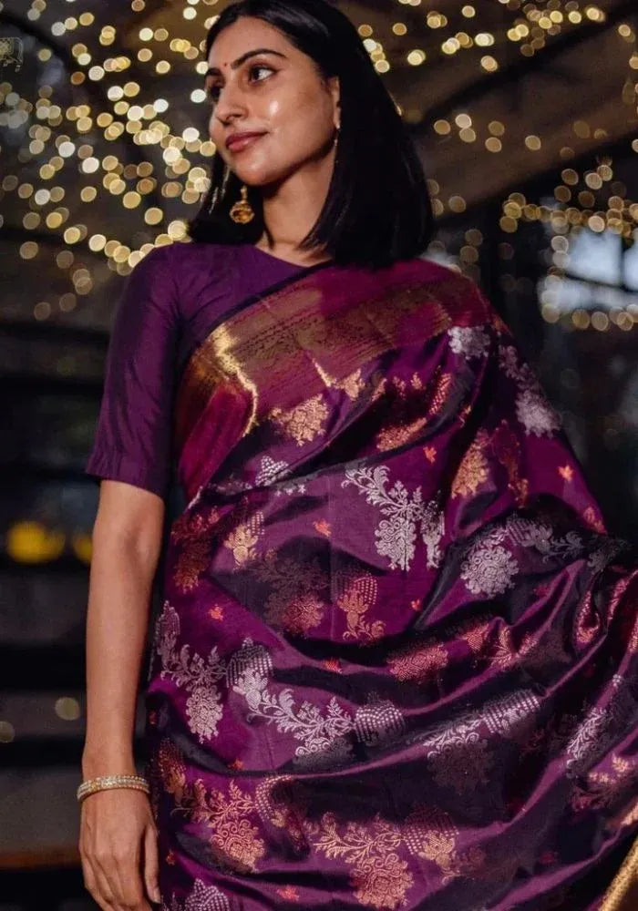 wine elegant silk saree