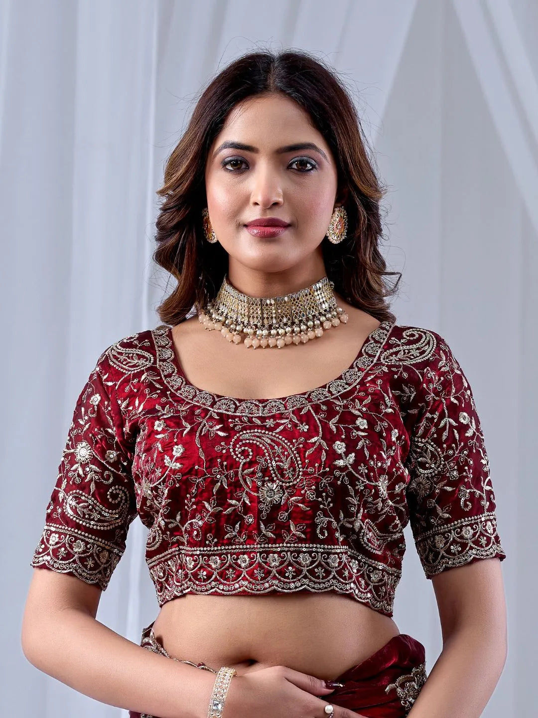 wine red wedding silk saree