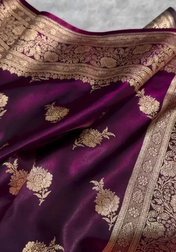 wine silk saree