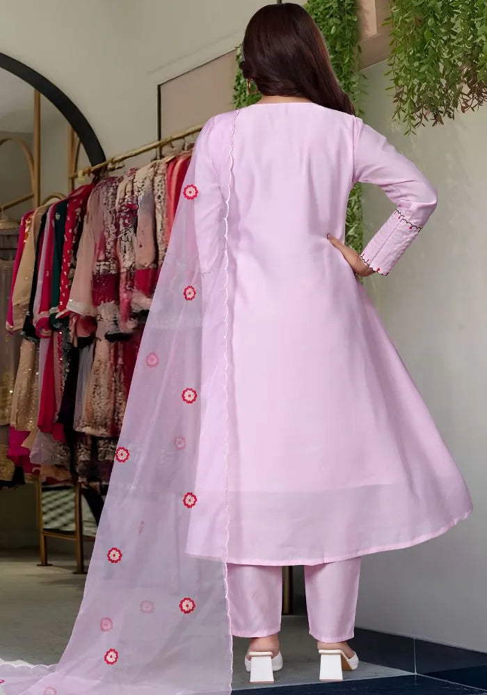 women lavender anarkali kurta set