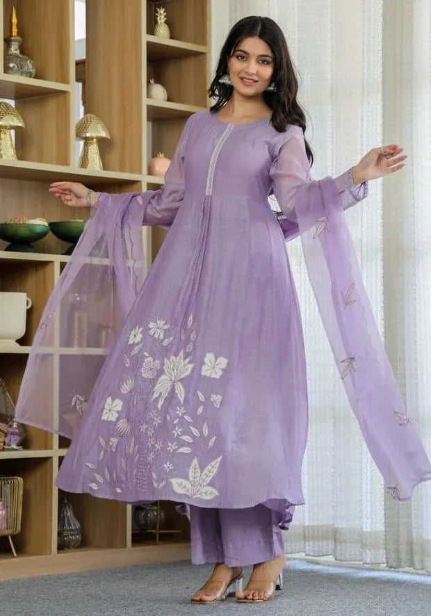 cotton lavender kurta set