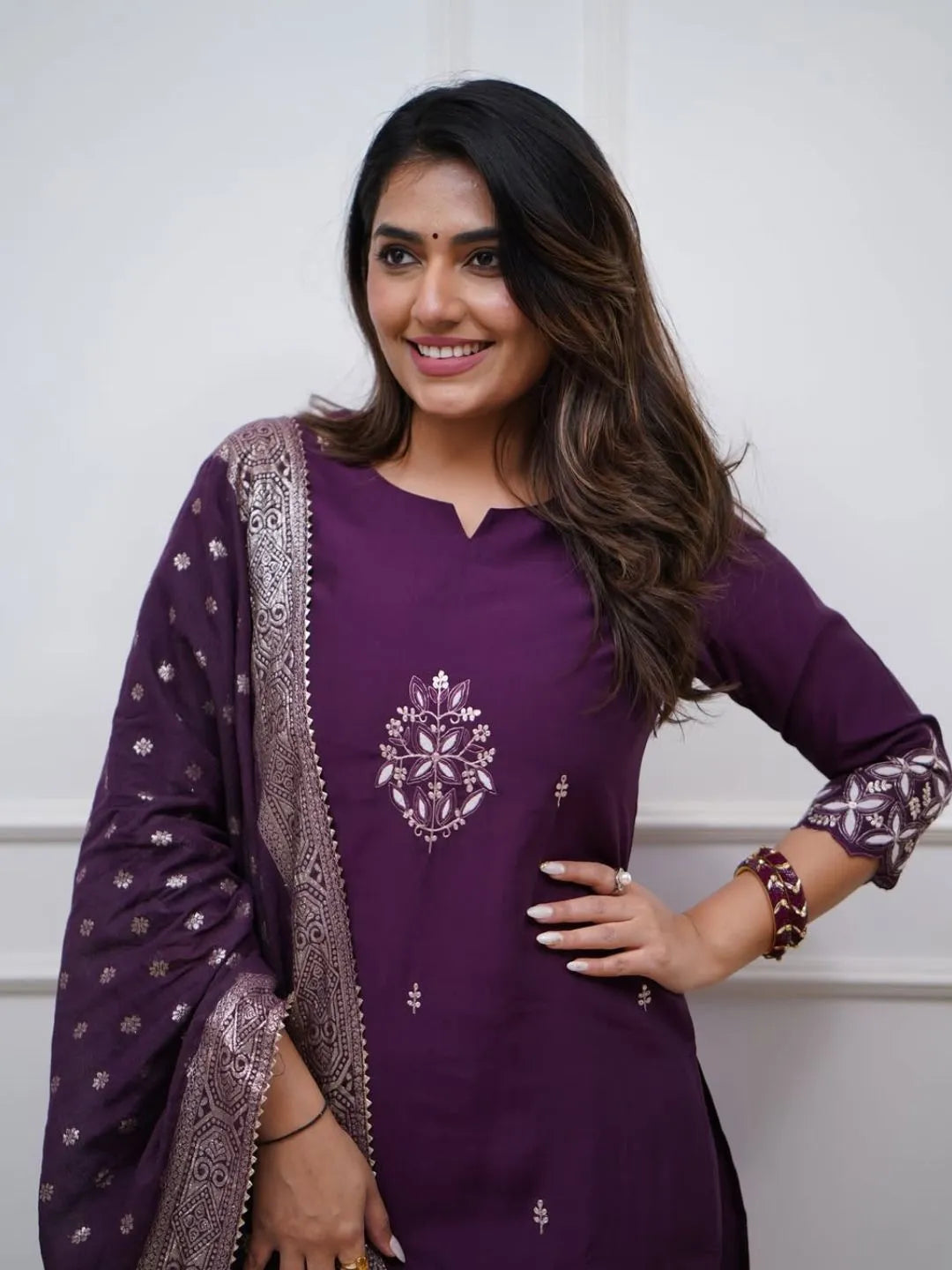 women purple kurta set online