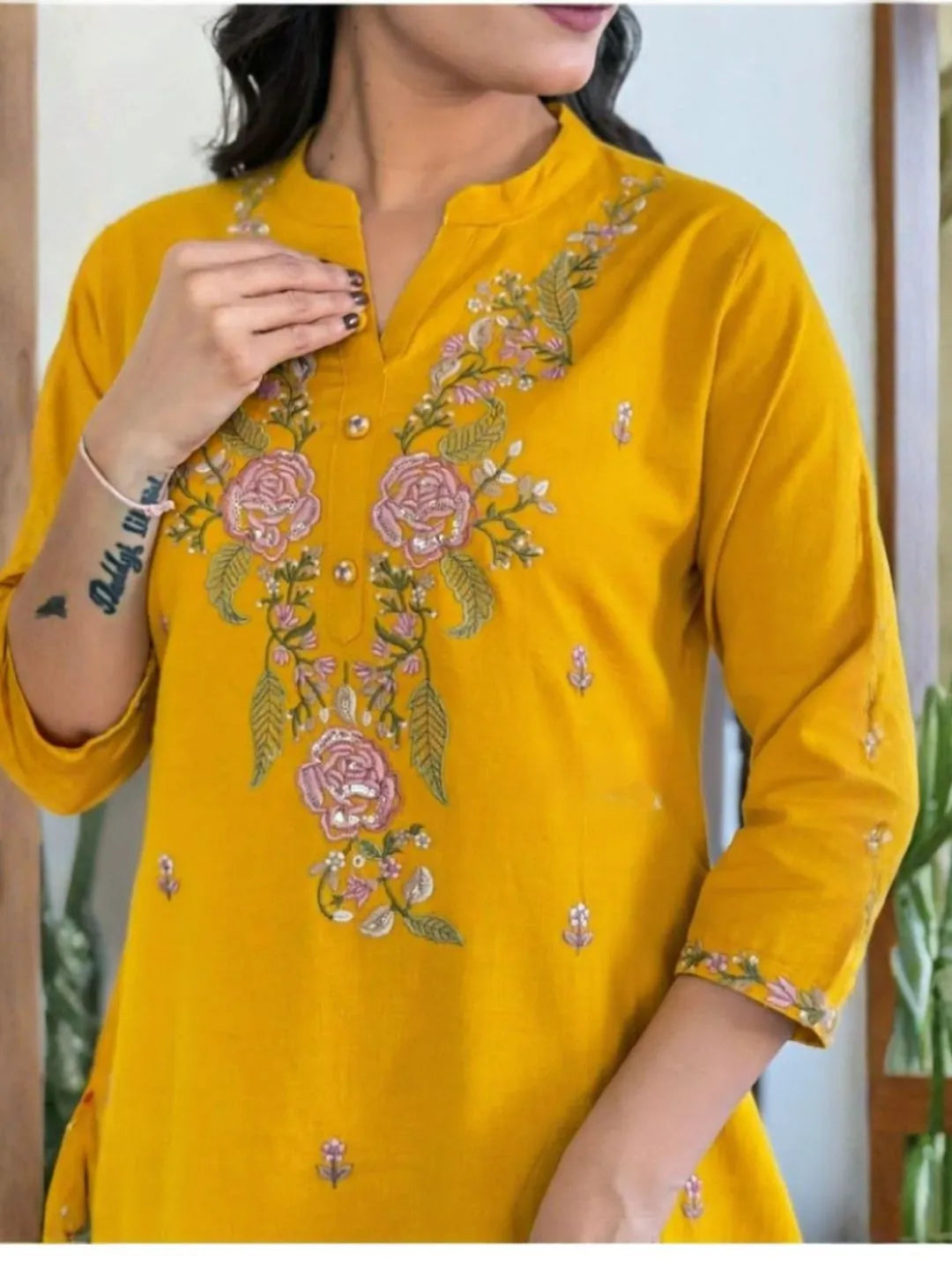 women yellow kurta set