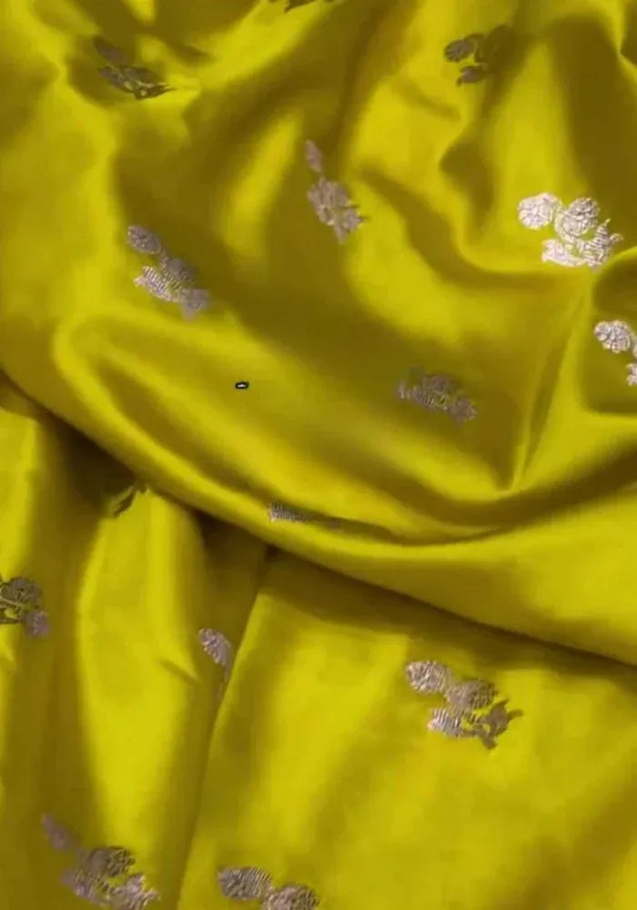 yellow banarasi saree