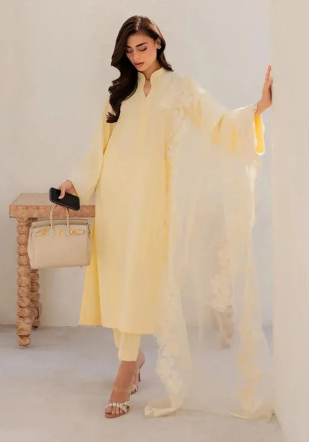 yellow chanderi silk kurta set