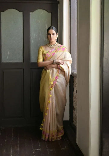 yellow silk saree